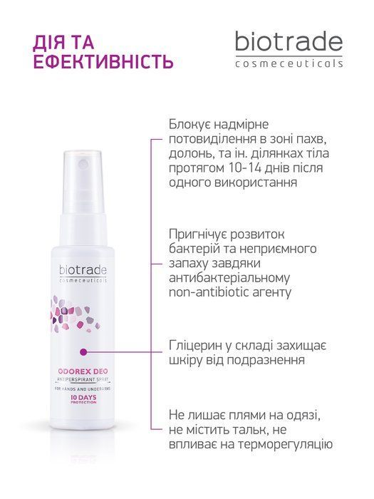 *УЦІНКА*_СПРЕЙ АНТИПЕРСПІРАНТ ДЛЯ ТІЛА ТРИВАЛОЇ ДІЇ ODOREX / &laquo;10 ДНІВ БЕЗ ПОТУ ТА ЗАПАХУ&raquo; 40 мл